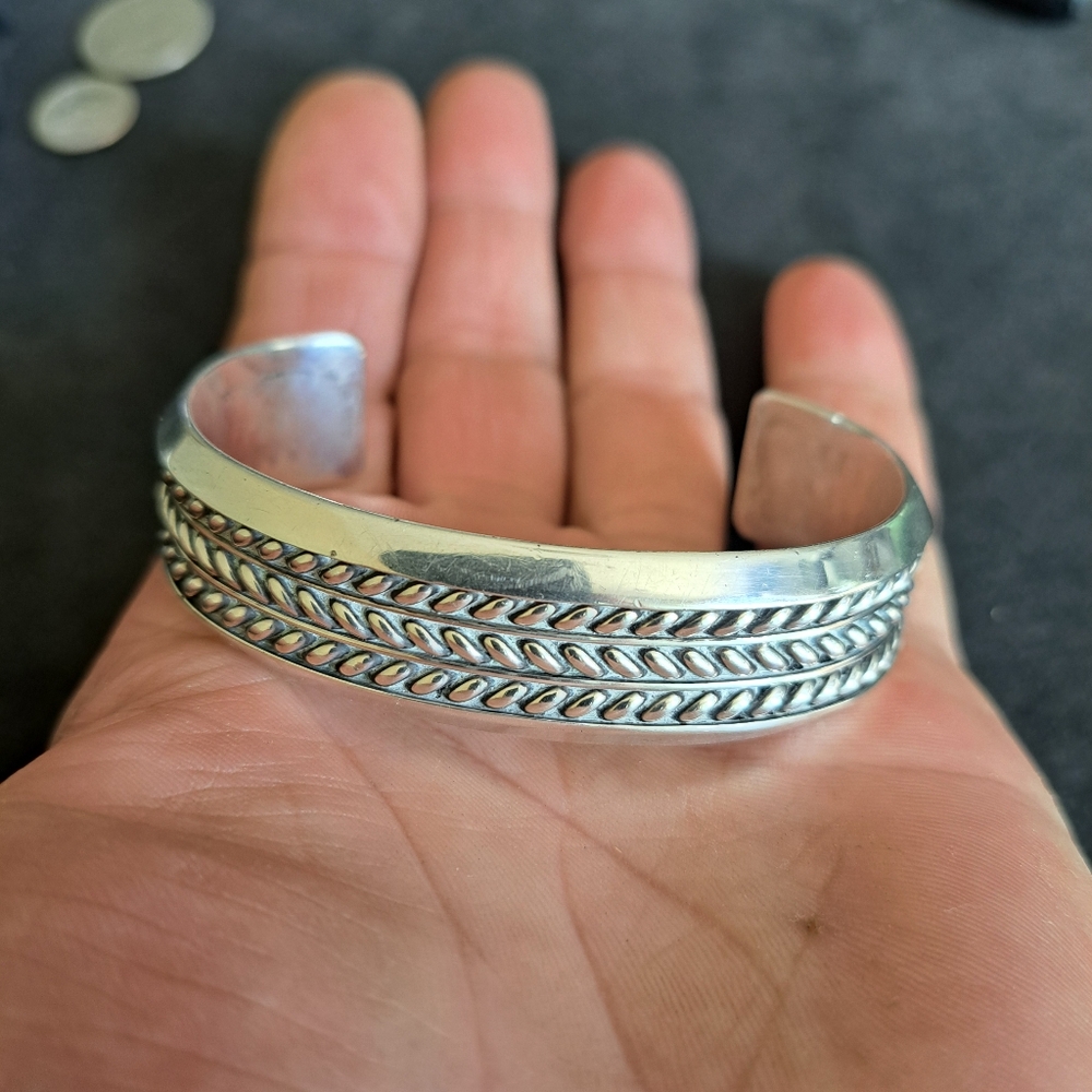 *SOLD*Vintage Signed Navajo- Tom Hawk- 54 Grams Solid Sterling Silver Cuff